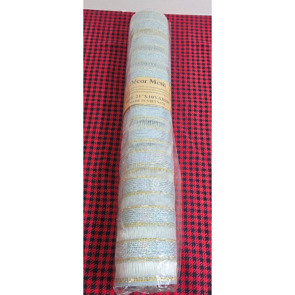 Decor Mesh 21"x 10Yards For Floral/ Decoration/Crafts Silver & Gold NWT
